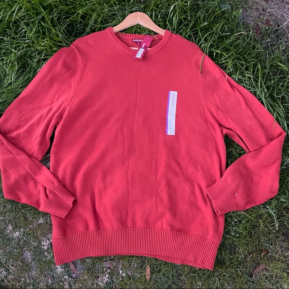 Men's Classy Cable Knit Cotton Sweater Pullover Brick Red NEW XL NWT New W/Tags